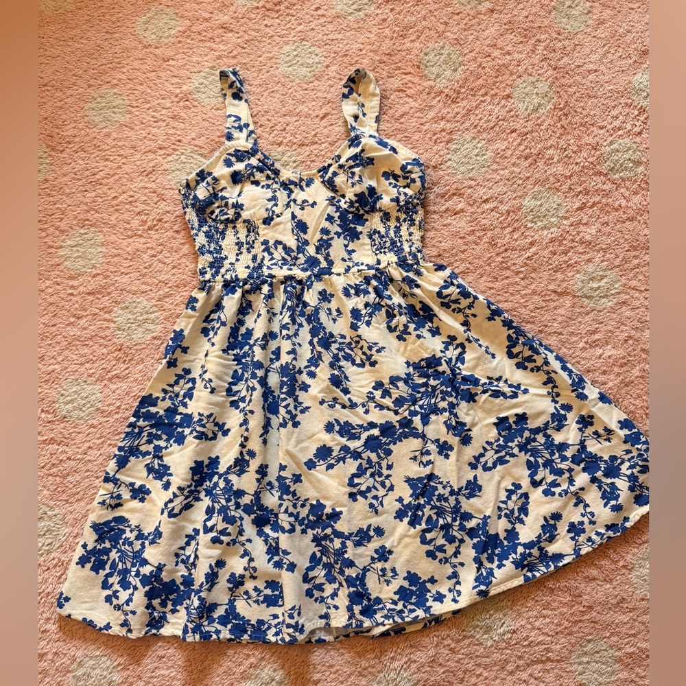 Elegant Blue Floral Women's Casual Dress